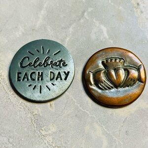 Celebrate Each Day and Irish Claddagh, Love, Loyalty, Friendship Pocket Tokens